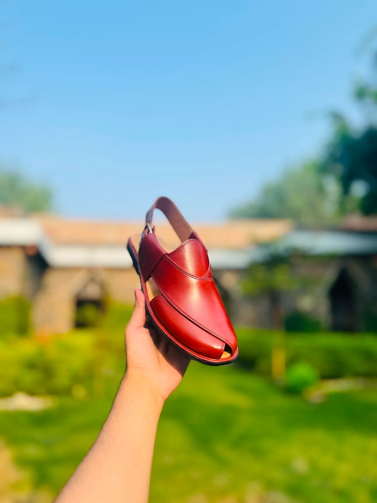 Shahi Peshawari chappal in Cherry