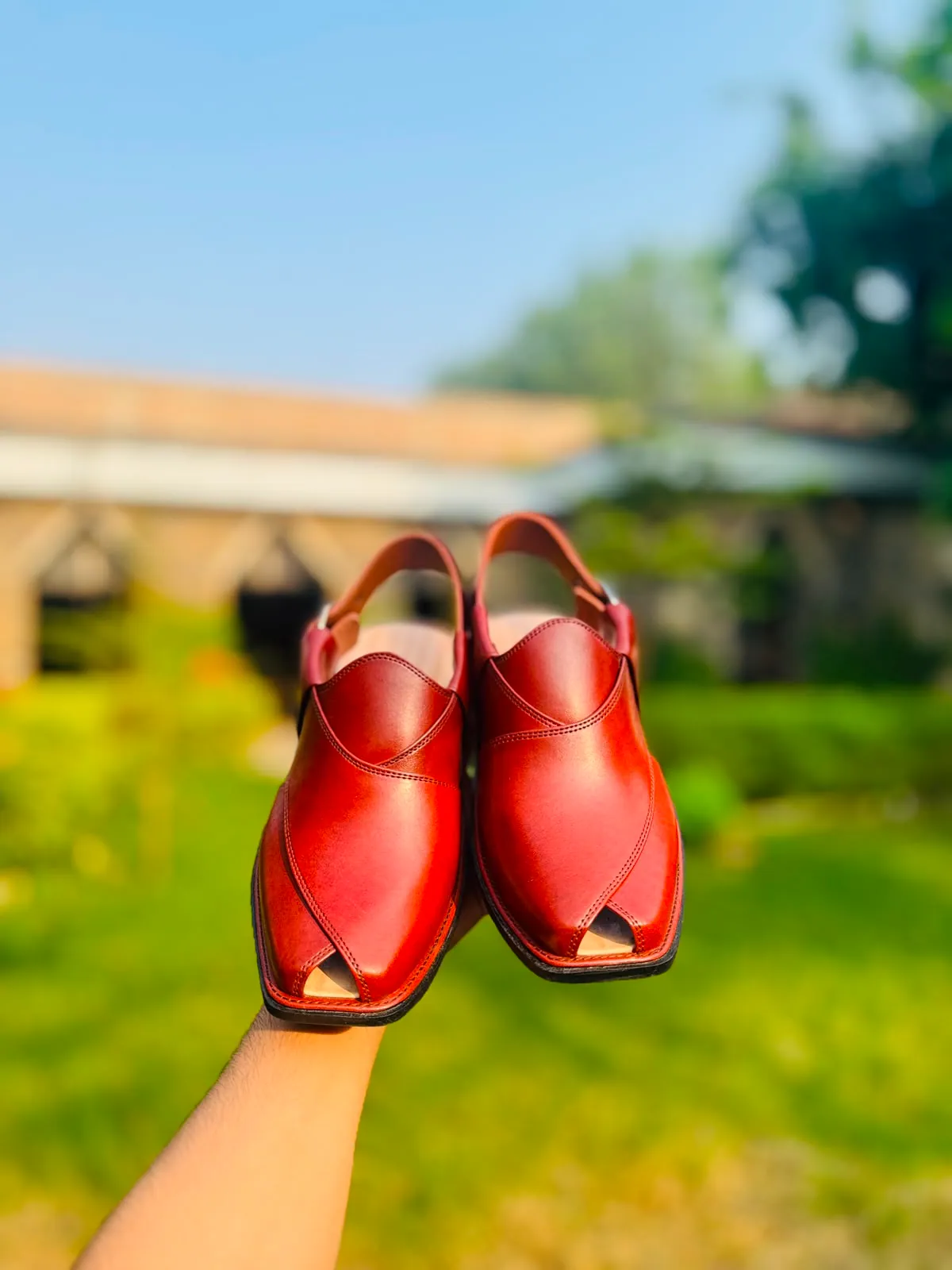 Shahi Peshawari chappal in Cherry