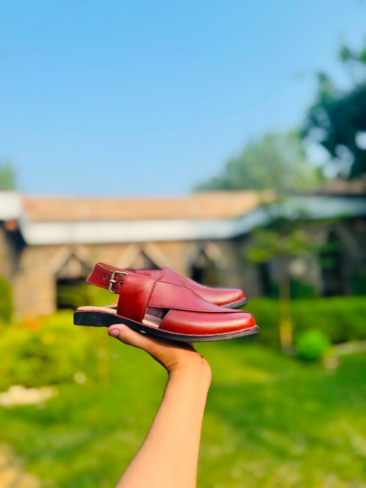 Shahi Peshawari chappal in Cherry — photo 6 of 7